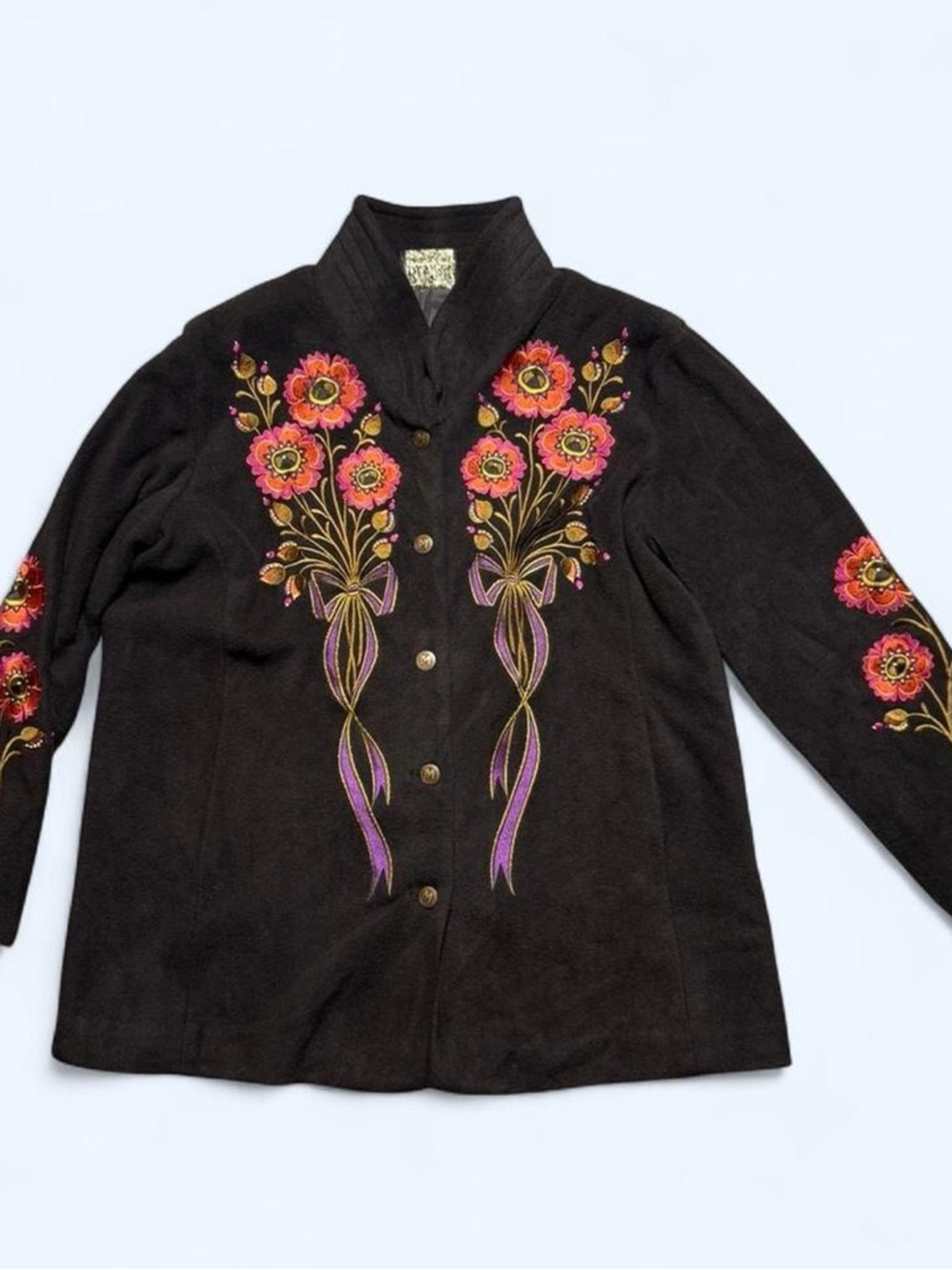 Vintage Bob Mackie Embroidered Fleece Jacket